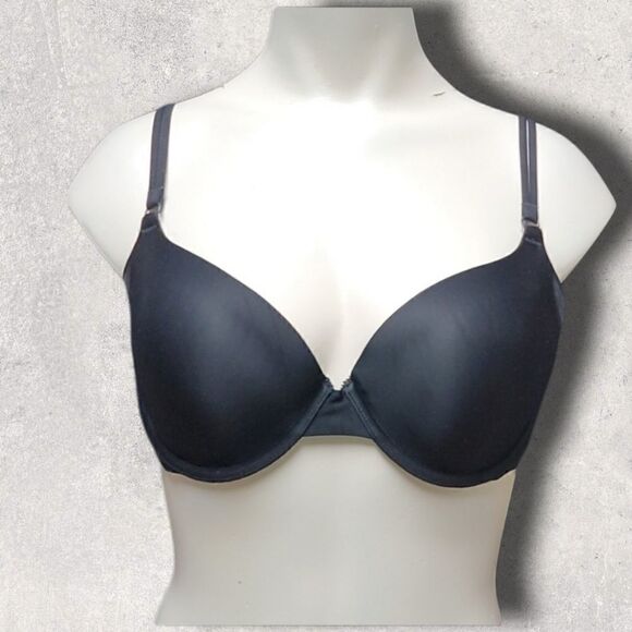 VICTORIA'S SECRET BLACK SATIN DEMI BRA - 34D - Picture 1 of 3